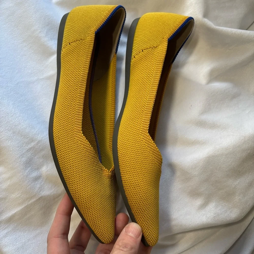 Rothy's The Point Flats Marigold Yellow Knit Pointed Toe Slip-On Size 8 - Picture 4 of 10